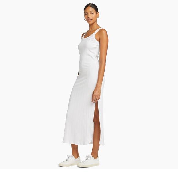 Vitamin A West Organic Rib Tank Midi Dress S Sleeveless Scoop Neck White NWT - Picture 3 of 10